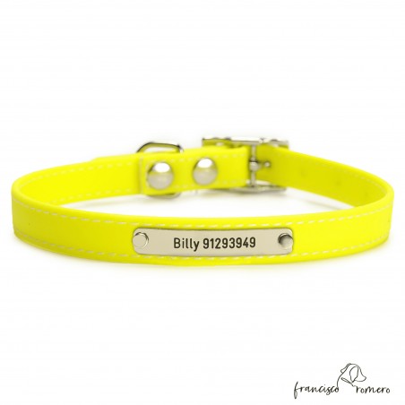 Collar Biothane Beta ancho cinta 1,6 cm con costura Personalizado Amarillo 2