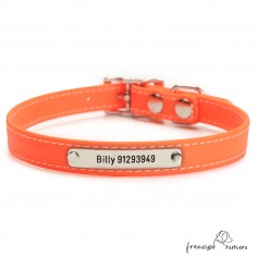 Collar Biothane Beta ancho cinta 1,6 cm con costura Personalizado Naranja 2
