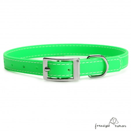 Collar Biothane Beta ancho cinta 1,6 cm con costura Personalizado Verde 3