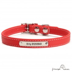 Collar Biothane Beta ancho cinta 1,6 cm con costura Personalizado Rojo 2