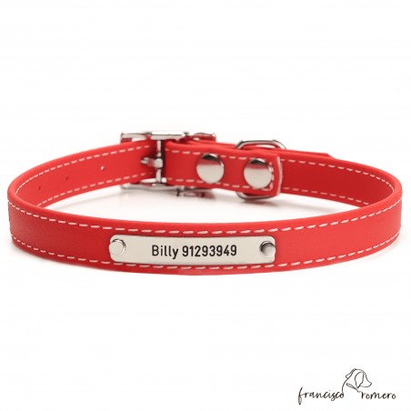 Collar Biothane Beta ancho cinta 1,6 cm con costura Personalizado Rojo 2