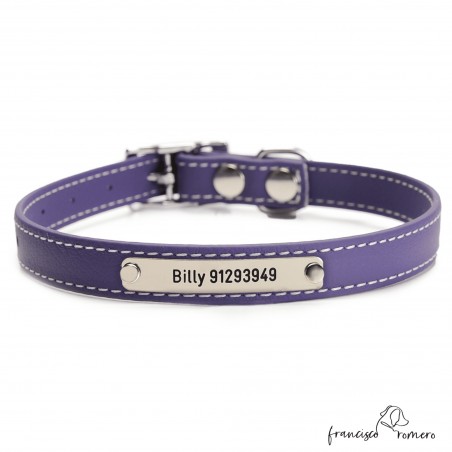 Collar Biothane Beta ancho cinta 1,6 cm con costura Personalizado Violeta 2