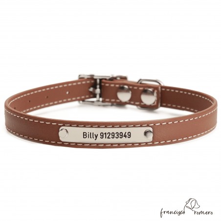 Collar Biothane Beta ancho cinta 1,6 cm con costura Personalizado Marrón 2