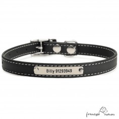 Collar Biothane Beta ancho cinta 1,6 cm con costura Personalizado Negro 2