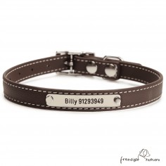 Collar Biothane Beta ancho cinta 1,6 cm con costura Personalizado Chocolate 2