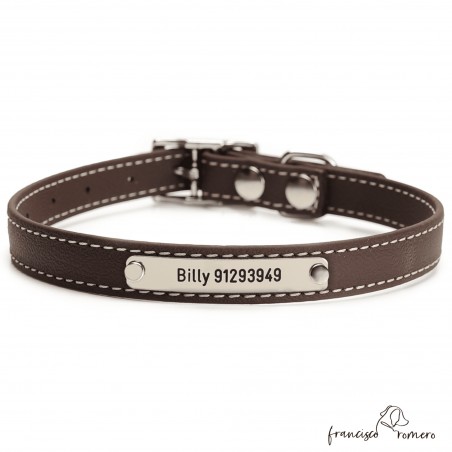 Collar Biothane Beta ancho cinta 1,6 cm con costura Personalizado Chocolate 2