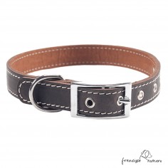 Collar doble piel de vaquetilla con herrajes de Níquel Marrón 3