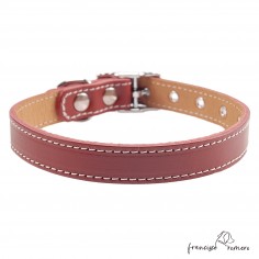 Collar doble piel de vaquetilla con herrajes de Níquel Burdeos 3 2