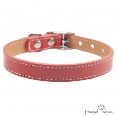 Collar doble piel de vaquetilla con herrajes de Níquel rojo 3 2