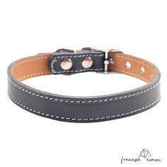 Collar doble piel de vaquetilla con herrajes de Níquel negro 3 2