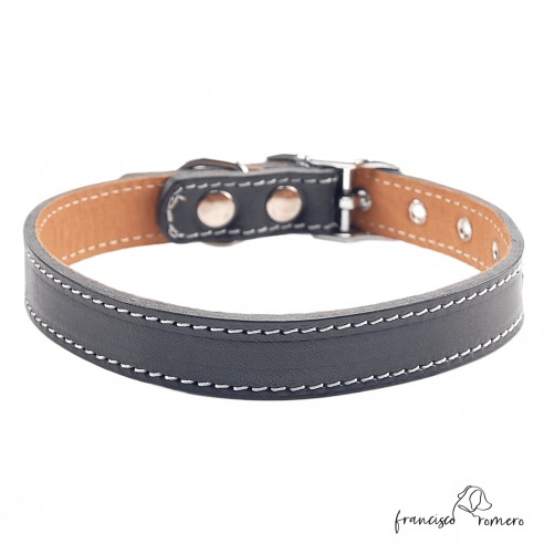 Collar doble piel de vaquetilla con herrajes de Níquel negro 4