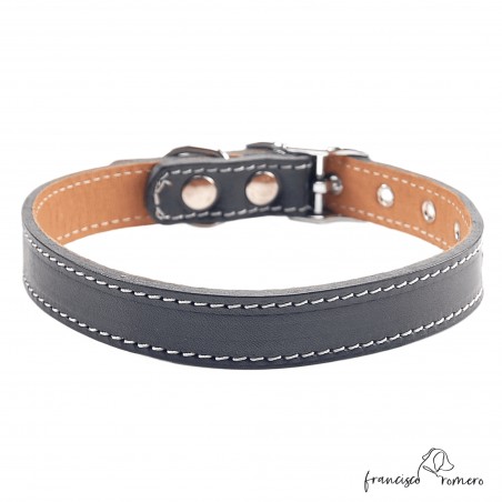 Collar doble piel de vaquetilla con herrajes de Níquel negro 4