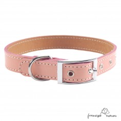 Collar doble piel de vaquetilla con herrajes de Níquel rosa palo 3