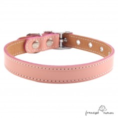 Collar doble piel de vaquetilla con herrajes de Níquel rosa palo 3 2