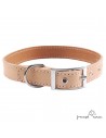 Collar piel vaquetilla herraje níquel Personalizado Natural para perro
