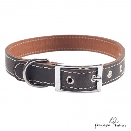 Collar doble piel de vaquetilla con herrajes de níquel Personalizado Marrón