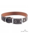 Collar piel vaquetilla herrajes níquel Personalizado Marrón para perro
