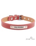 Collar piel vaquetilla herrajes níquel Personalizado Rojo para perro