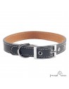 Collar piel vaquetilla herrajes níquel Personalizado Negro para perro
