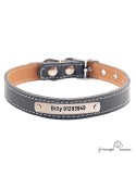 Collar piel vaquetilla herrajes níquel Personalizado Negro para perro