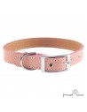 Collar piel vaquetilla herrajes níquel Personalizado Rosa para perro