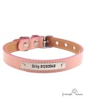 Collar piel vaquetilla herrajes níquel Personalizado Rosa para perro