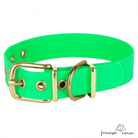 Collar Biothane Beta Latón Verde para perro