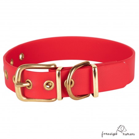 Collar Biothane Beta Latón Rojo para perro