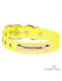 Collar Biothane Beta Latón Personalizado Amarillo para perro