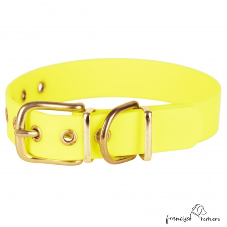 Collar Biothane Beta Latón Personalizado Amarillo