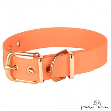 Collar Biothane Beta Latón Personalizado Naranja