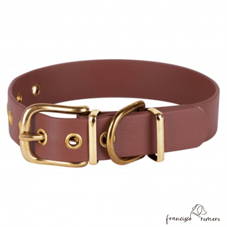 Collar Biothane Beta Latón Personalizado Marrón