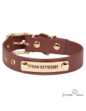 Collar Biothane Beta Latón Personalizado Marrón para perro