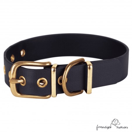 Collar Biothane Beta Latón Personalizado Negro