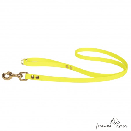 Correa de Paseo Biothane Beta Herrajes de Latón Amarilla para perro