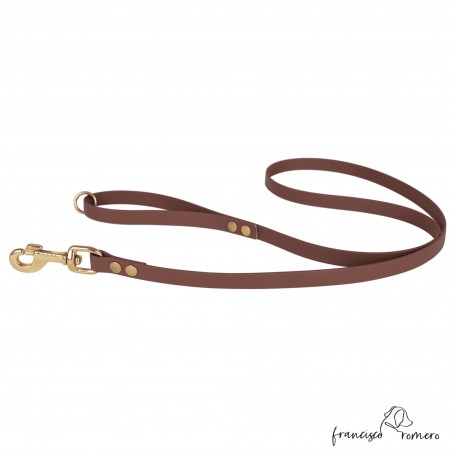 Correa de Paseo Biothane Beta Herrajes de Latón Marrón para perro