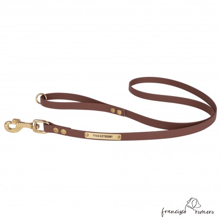 Correa Paseo Biothane Beta Latón Personalizada Marrón para perro