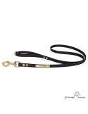 Correa Paseo Biothane Beta Latón Personalizada Negra para perro