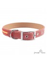 Collar piel vaquetilla bandera España níquel Personalizado Rojo perro