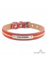 Collar piel vaquetilla bandera España níquel Personalizado Rojo perro