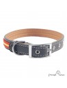 Collar piel vaquetilla bandera España níquel Personalizado Negro perro