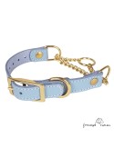 Collar corrector de piel con cadena de latón Celeste para perro