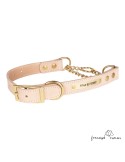 Collar corrector piel cadena latón personalizado Natural para perro