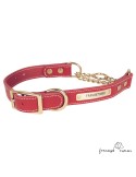Collar corrector piel cadena de latón personalizado Rojo para perro