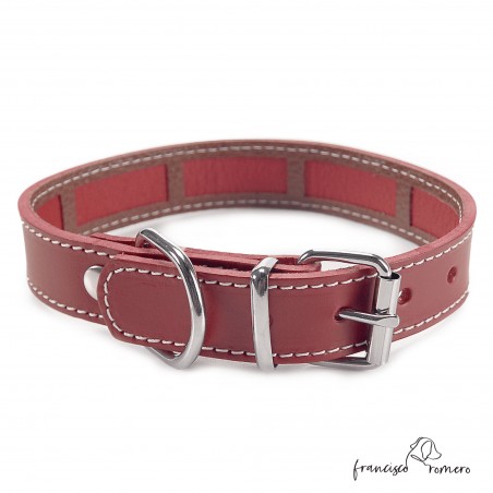 Collar Piel Funda Antiparasitaria Hebilla Rulo Burdeos 2