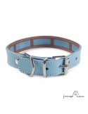 Collar Piel Funda Antiparasitaria Hebilla Rulo Celeste 2