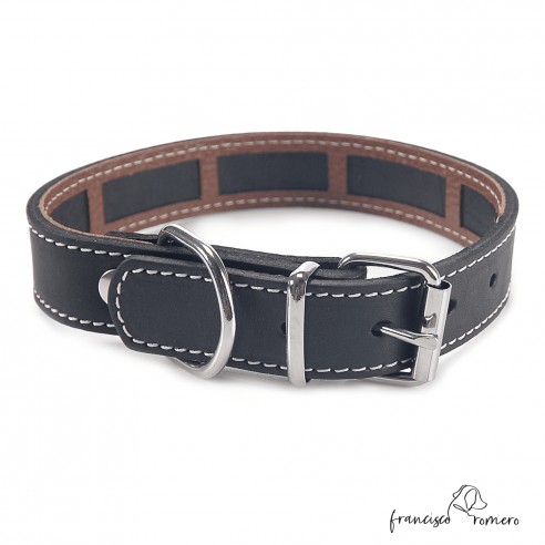 Collar Piel Funda Antiparasitaria Hebilla Rulo Negro 2