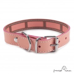 Collar Piel Funda Antiparasitaria Hebilla Rulo Rosa Palo 2