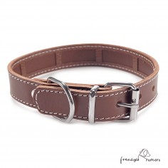 Collar Piel Funda Antiparasitaria Hebilla Rulo Chocolate 2