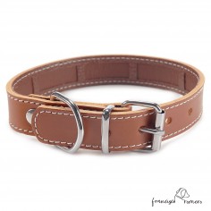 Collar Piel Funda Antiparasitaria Hebilla Rulo Caramelo 2